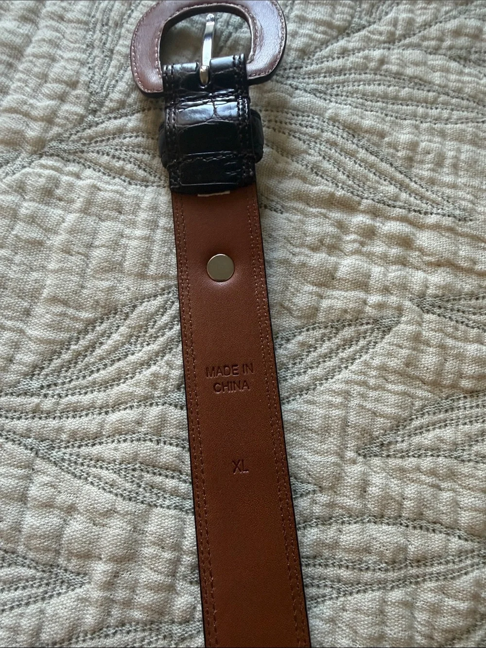 Vintage Lauren Ralph Lauren Brown Croc-Embossed Leather Belt; XL